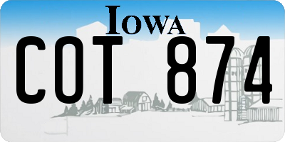 IA license plate COT874