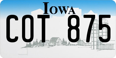 IA license plate COT875