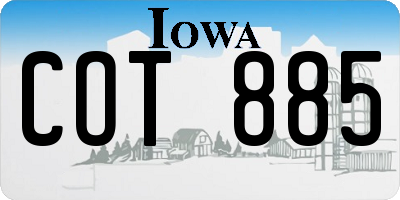 IA license plate COT885