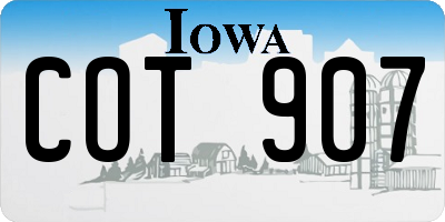 IA license plate COT907