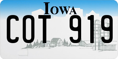 IA license plate COT919