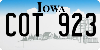 IA license plate COT923