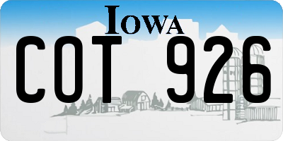 IA license plate COT926
