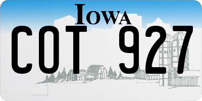 IA license plate COT927