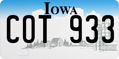 IA license plate COT933