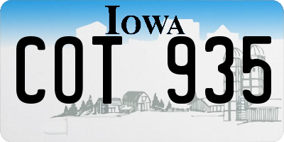 IA license plate COT935