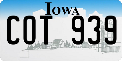 IA license plate COT939