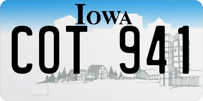 IA license plate COT941