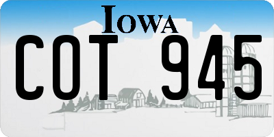 IA license plate COT945