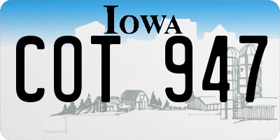 IA license plate COT947