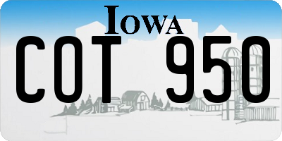 IA license plate COT950