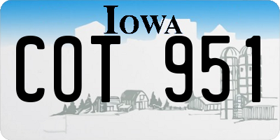 IA license plate COT951