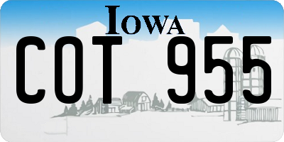 IA license plate COT955