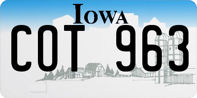 IA license plate COT963
