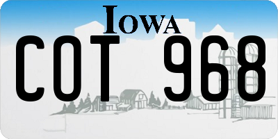 IA license plate COT968
