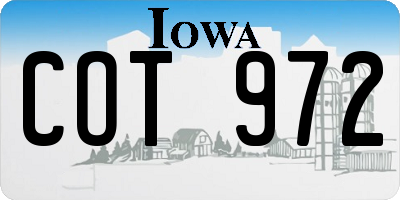 IA license plate COT972