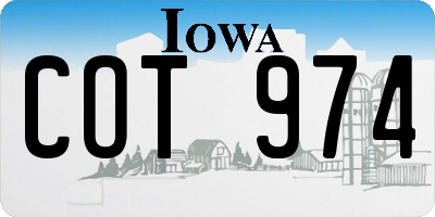 IA license plate COT974