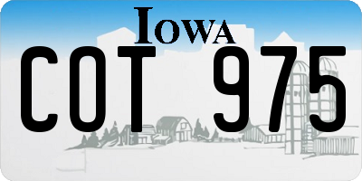 IA license plate COT975