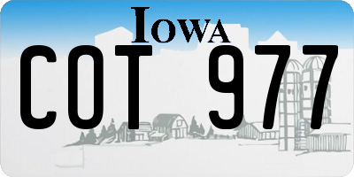 IA license plate COT977