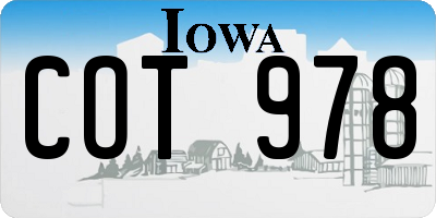 IA license plate COT978