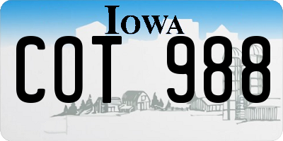 IA license plate COT988