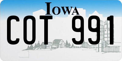 IA license plate COT991