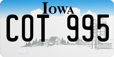 IA license plate COT995