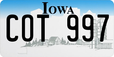 IA license plate COT997