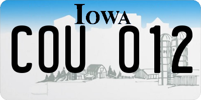 IA license plate COU012