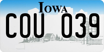 IA license plate COU039