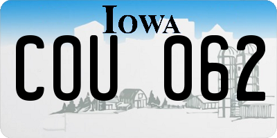 IA license plate COU062