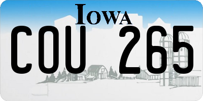 IA license plate COU265