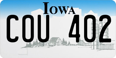IA license plate COU402