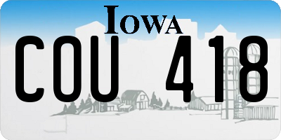 IA license plate COU418