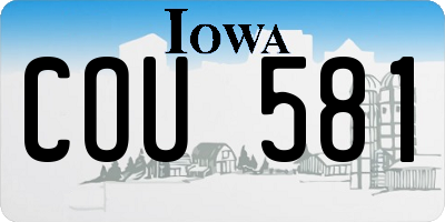 IA license plate COU581