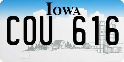 IA license plate COU616