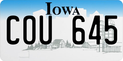 IA license plate COU645
