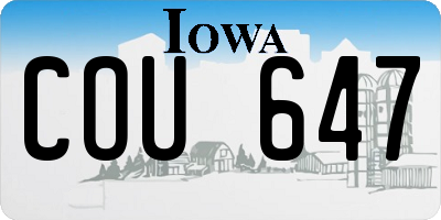 IA license plate COU647