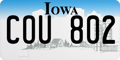 IA license plate COU802