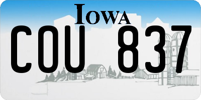 IA license plate COU837