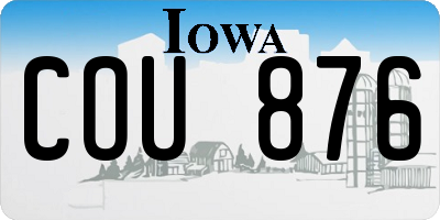 IA license plate COU876