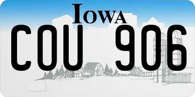 IA license plate COU906