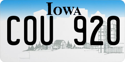 IA license plate COU920