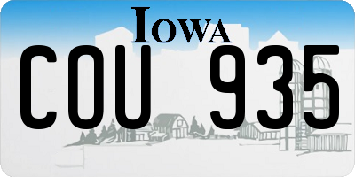IA license plate COU935