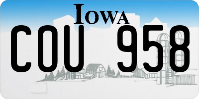 IA license plate COU958
