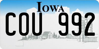 IA license plate COU992