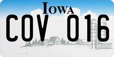 IA license plate COV016
