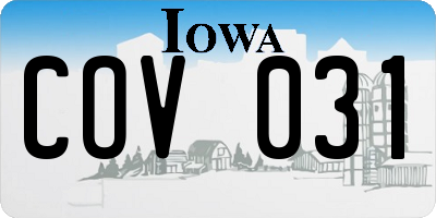 IA license plate COV031