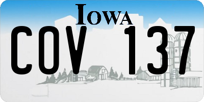 IA license plate COV137