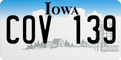 IA license plate COV139